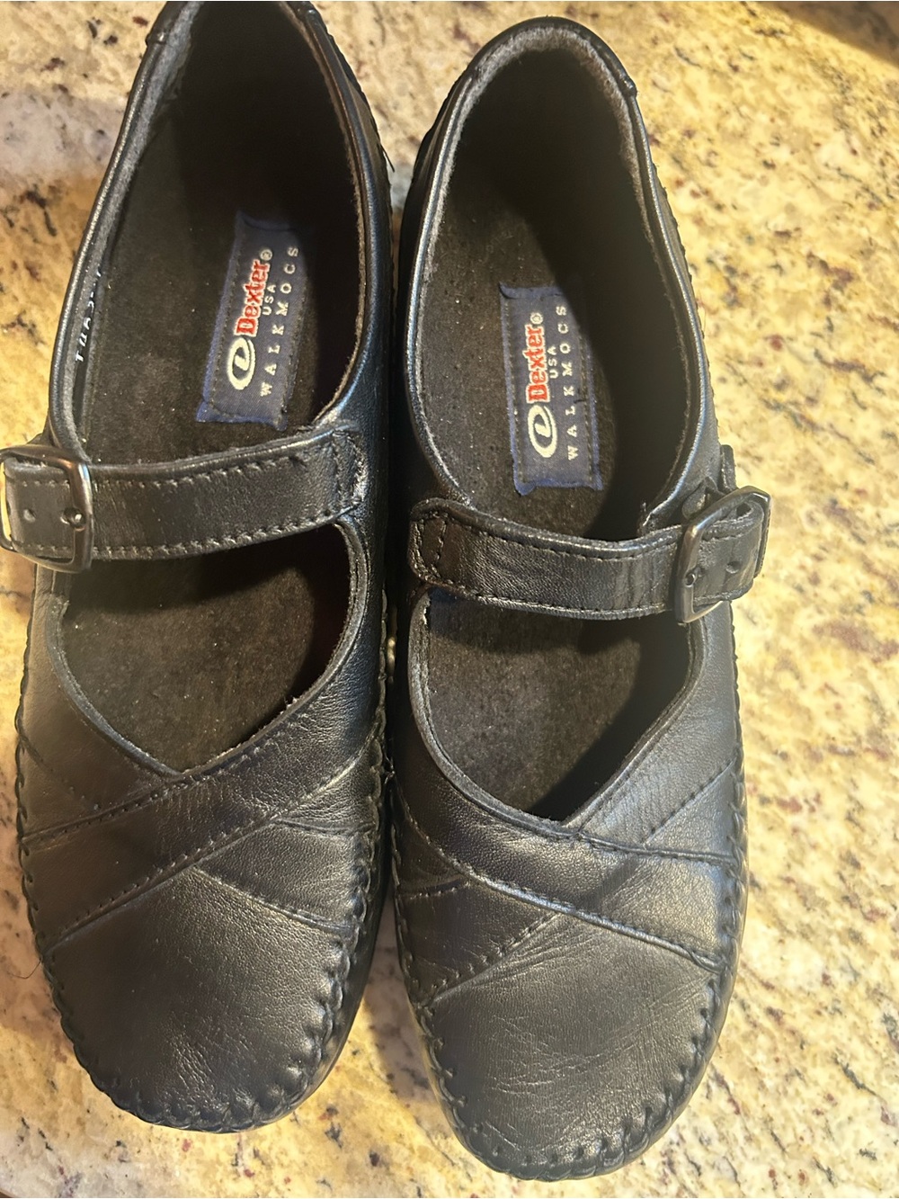 DEXTER WALKMOC Mary Jane style walking/comfort shoes. Black leather size 8N